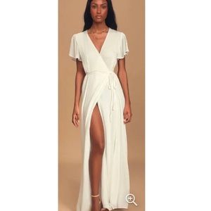 Lulus heart of Marigold wrap maxi dress white size S